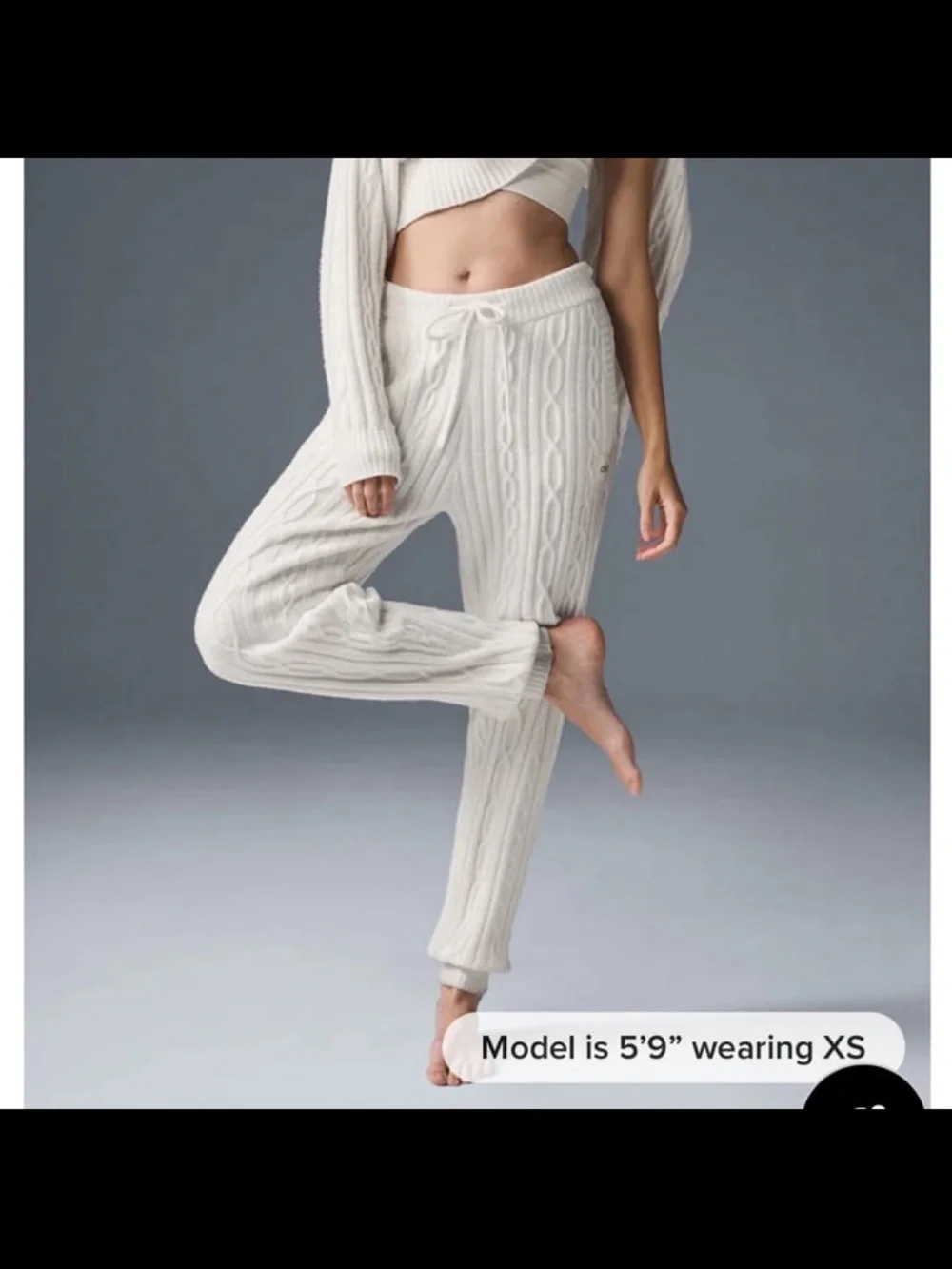 Alo Yoga Cable Knit Winter Bliss Pants Ivory White Small